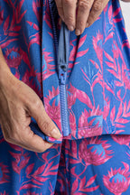 Women's summer PJ set with pants, regular zip, Wild Waratah
