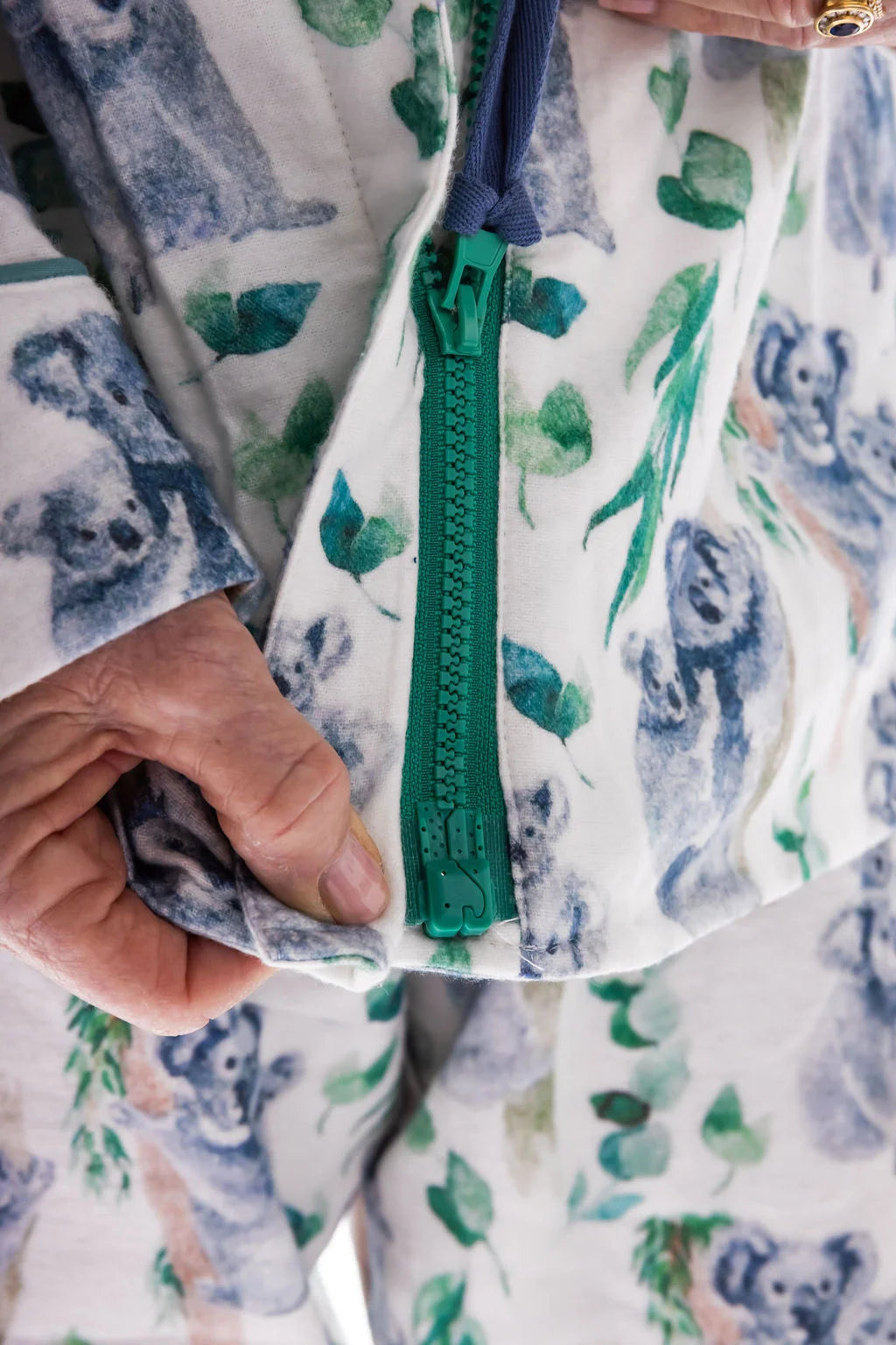Women's winter PJ set, magnetic zip, Koala Haven