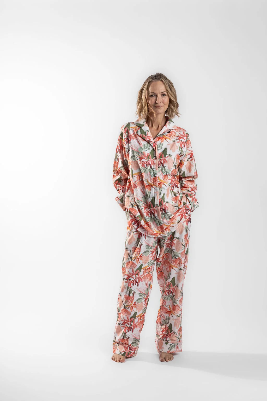 Women's winter PJ set, regular zip, Banksia Blush